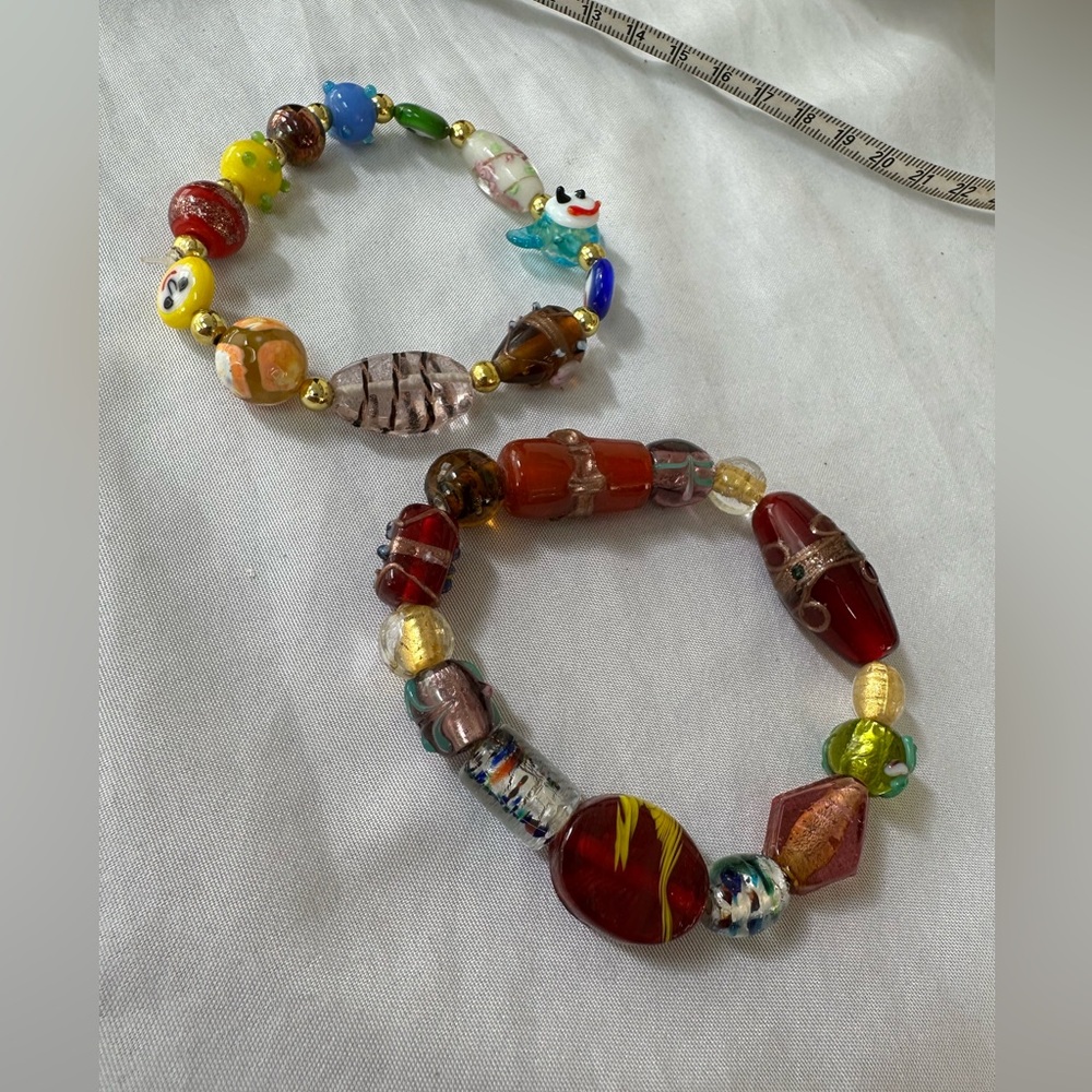 Two glass stretch bead bracelets